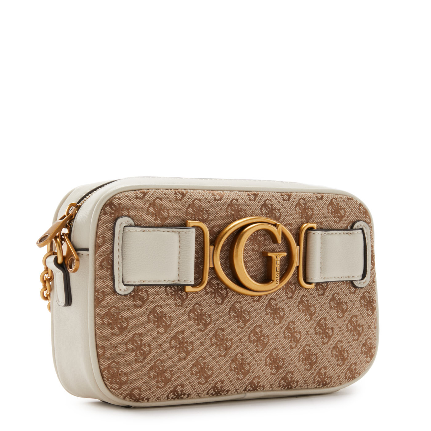 Guess, Aviana, Geantă textilă crossbody, Bej/Alb, 25 x 15 x 6,5, Pentru femei - Olmarkt