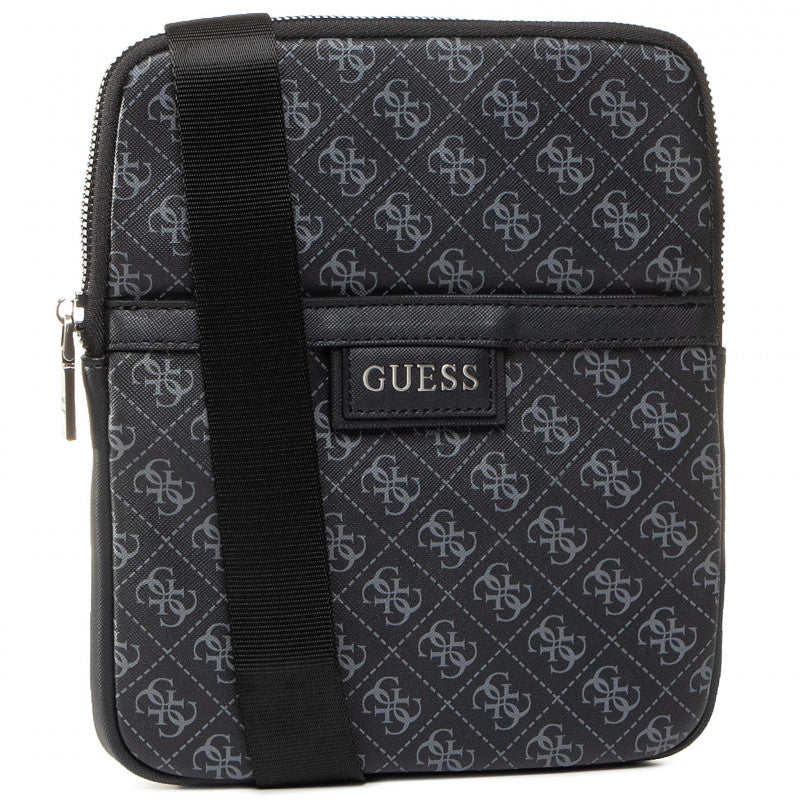 Guess, Dan, Top plat cu fermoar, Geantă textilă crossbody, Negru, Pentru bărbați - Olmarkt