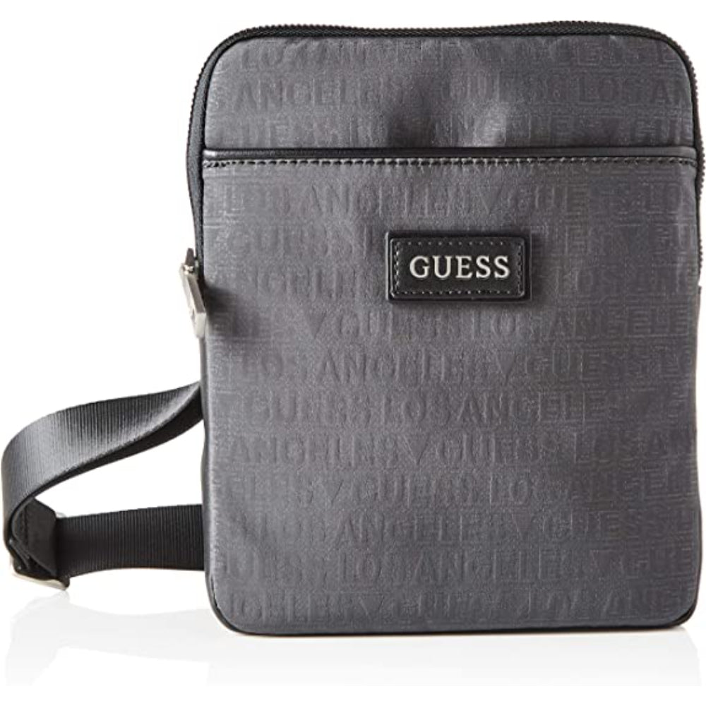 Guess, Dan, Top plat cu fermoar, Geantă textilă crossbody, Gri, 19 x 23 x 2,5 cm, Pentru bărbați - Olmarkt