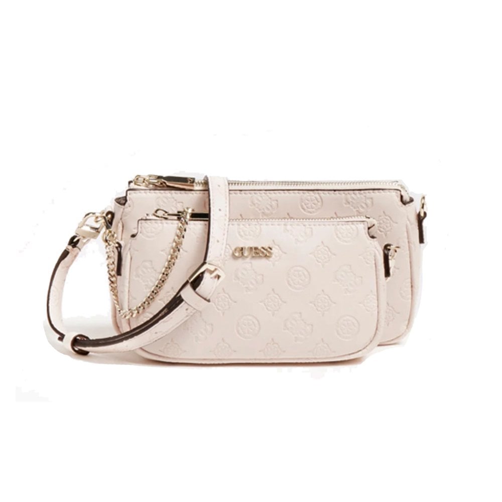 Guess, Dayane, Dublu, Geantă textilă crossbody, Înroși, 24 x 13,5 x 4,5 cm, Pentru femei - Olmarkt