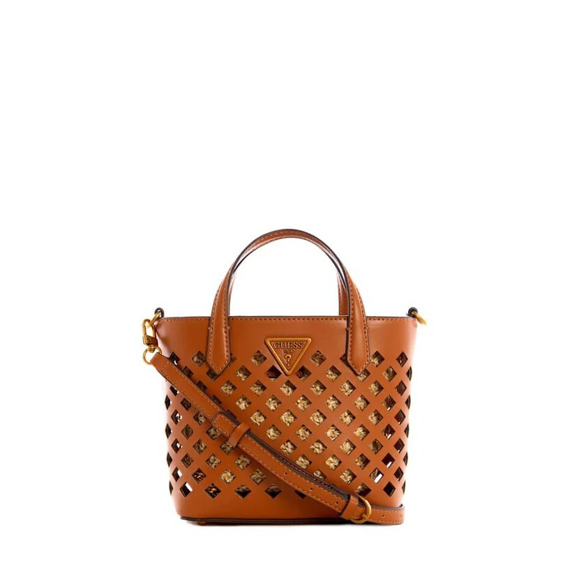 Guess, Aqua Mini Shopper, Geantă de mână textilă, Castaniu, HWVB8566750, 23 x 17 x 8 cm - Olmarkt