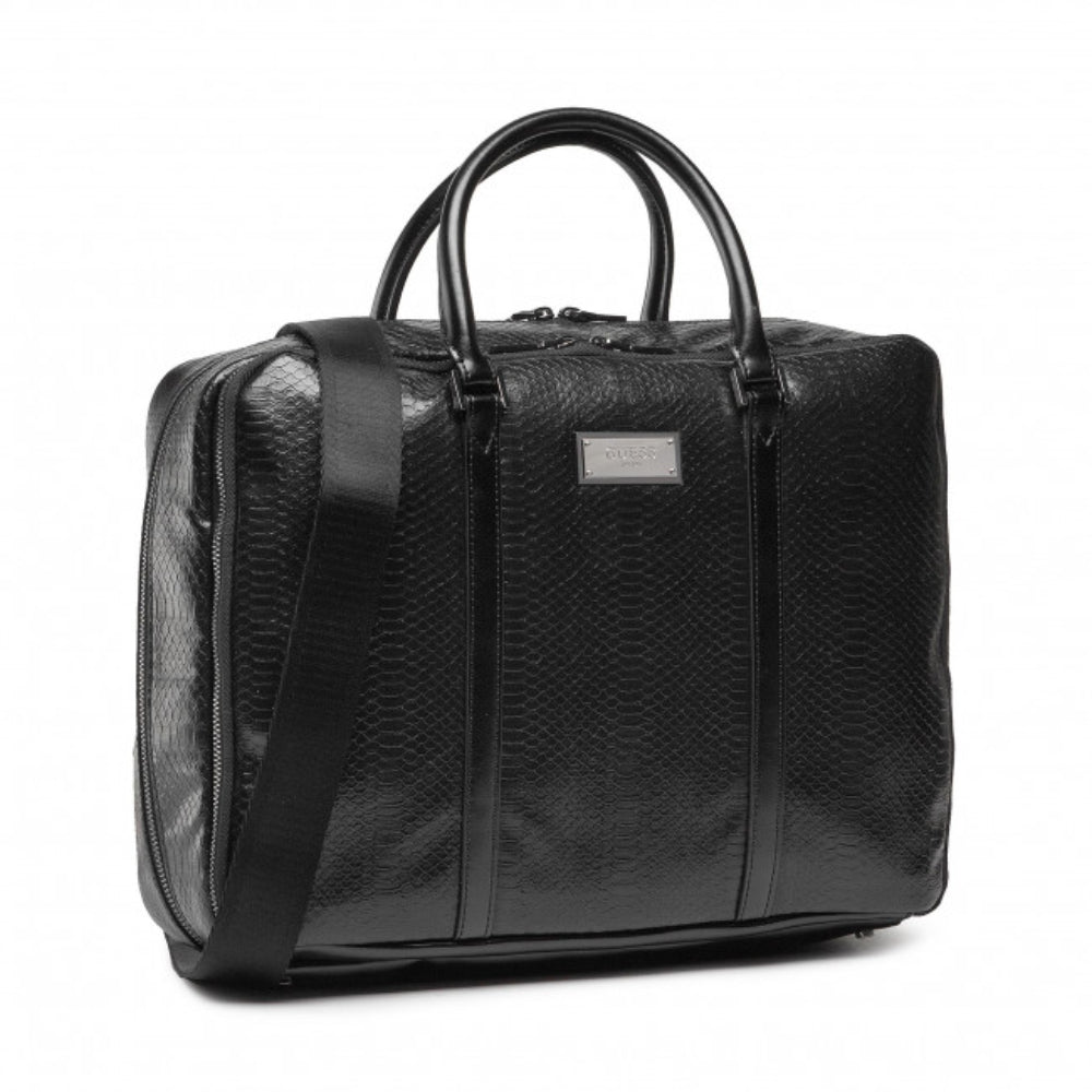 Guess, Guess, Piele, Servietă de piele, Compartiment pentru laptop, Negru, 40 x 30 x 9 cm, Pentru bărbați - Olmarkt