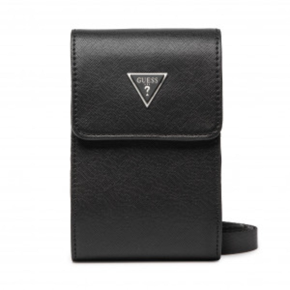 Guess, Guess, Piele sintetică, Suport de ecuson, Geantă textilă crossbody, Negru, HMCERT, 11 x 17 x 4 cm, Pentru femei - Olmarkt