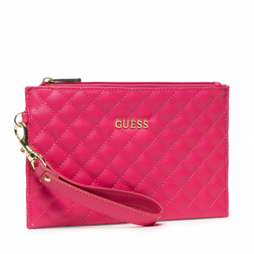 Guess, Holdall, Piele ecologică, Geantă de mână textilă, Efect matlasat și manșetă, Fușcia, 23 x 15 x 1,5 cm - Olmarkt