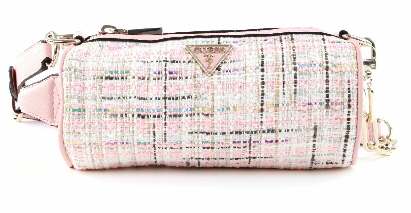 Guess, Manhattan, Poliester, Geantă de umăr, Geantă textilă crossbody, Tweed roz, Pentru femei - Olmarkt