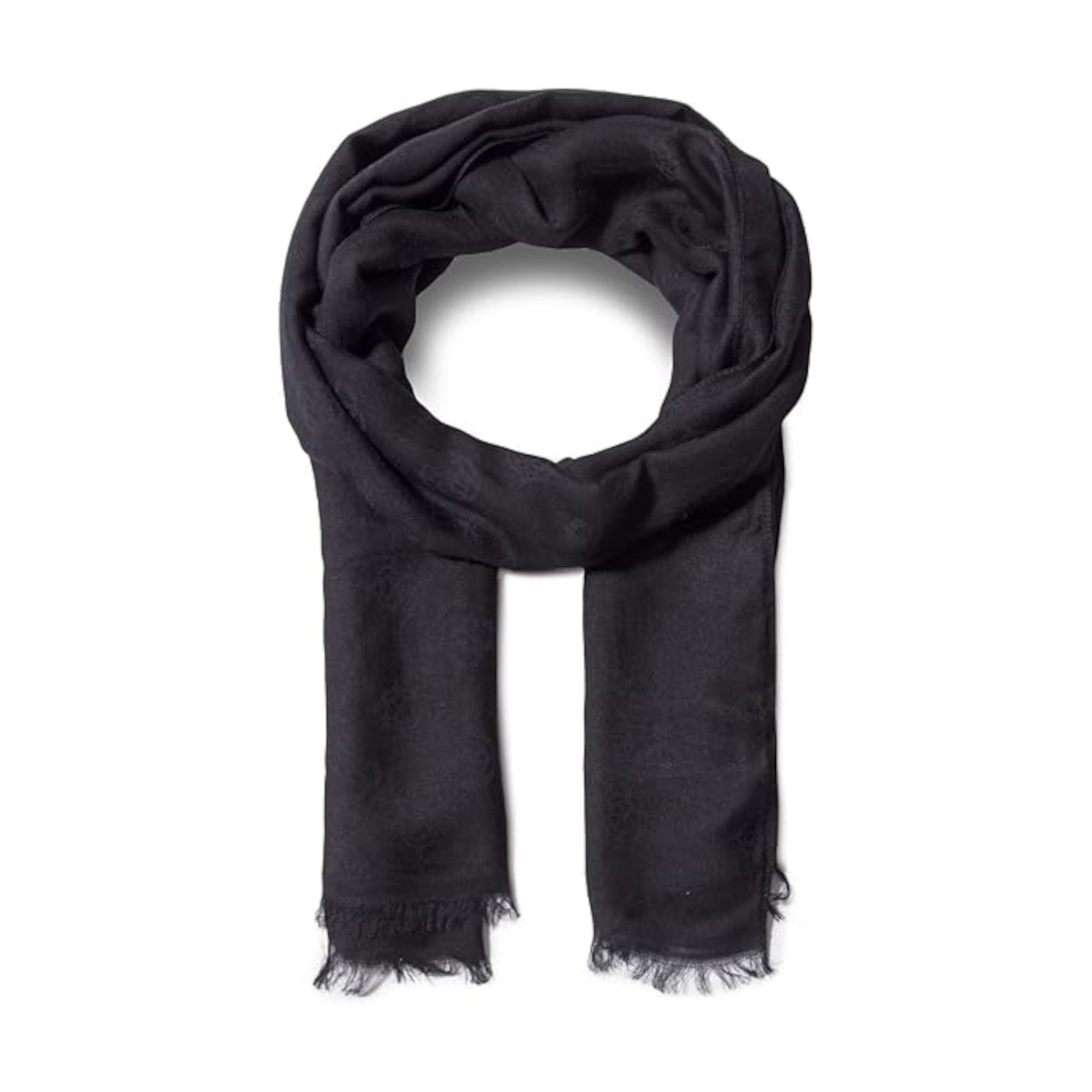 Guess, Ninette Jacquard, Eșarfă textilă, Negru, 8 x 180, Pentru femei - Olmarkt