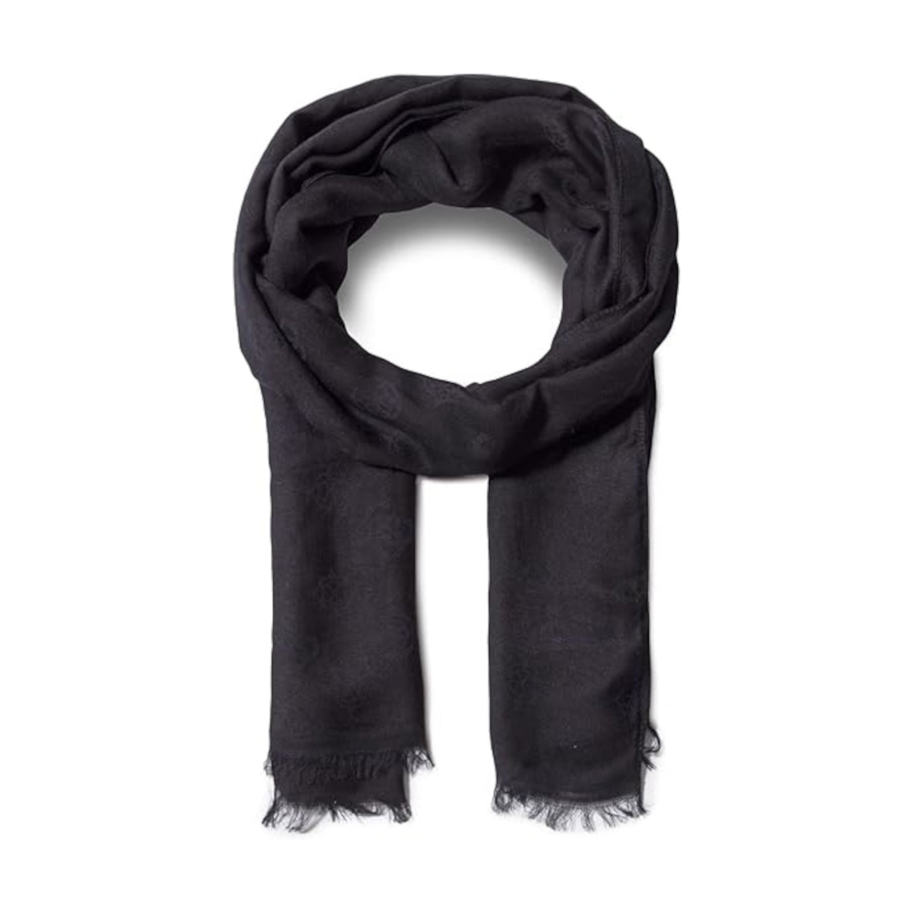 Guess, Ninette Jacquard, Eșarfă textilă, Negru, 8 x 180, Pentru femei - Olmarkt