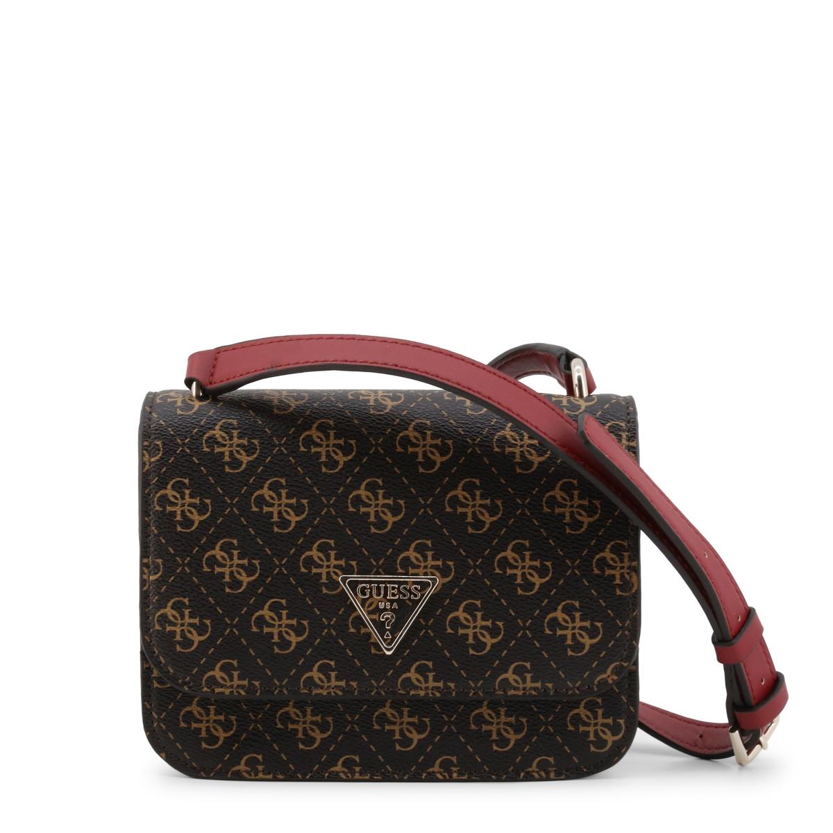 Guess, Noelle, Logo 4G, Geantă textilă crossbody, Maro, hwql78 79780, 18,5 x 14,5 x 7 cm, Pentru femei - Olmarkt