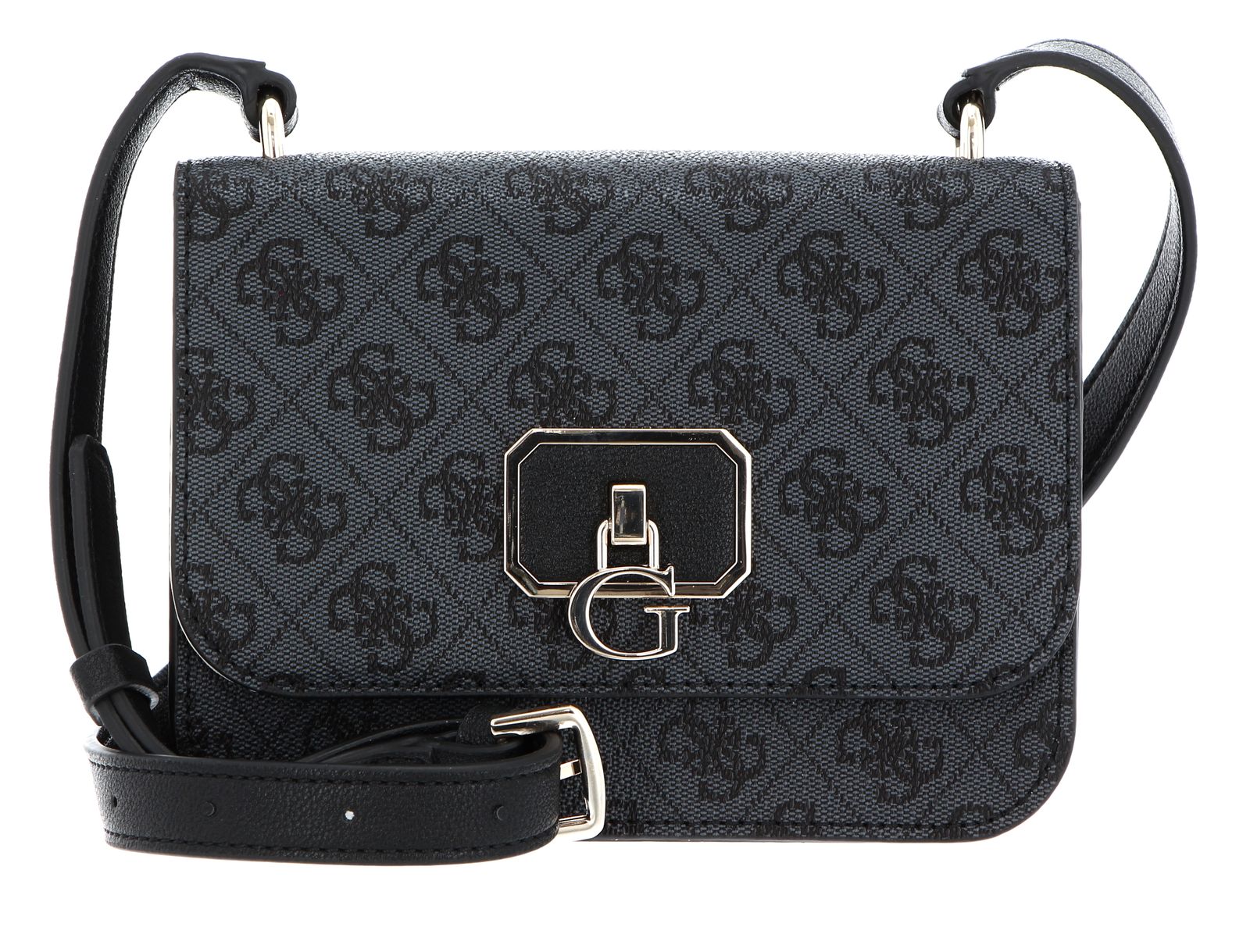 Guess, Noelle, Curea, Clema magnetică, Geantă textilă crossbody, Negru, 14 x 18,5 x 7 cm, Pentru femei - Olmarkt