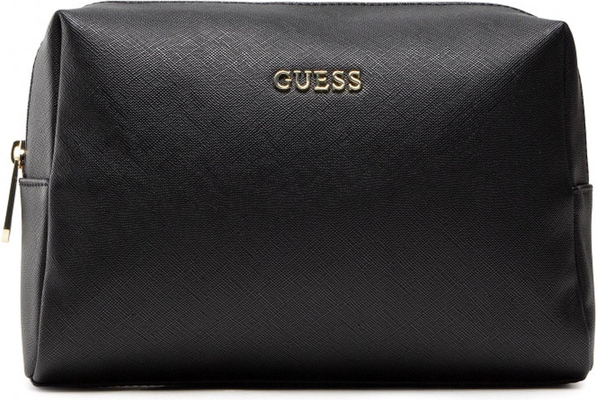 Guess, Saffiano Vanilla, Piele sintetică, Geantă textilă, Articole de toaletă, Negru, Pentru femei, 23 x 17 x 8 cm - Olmarkt