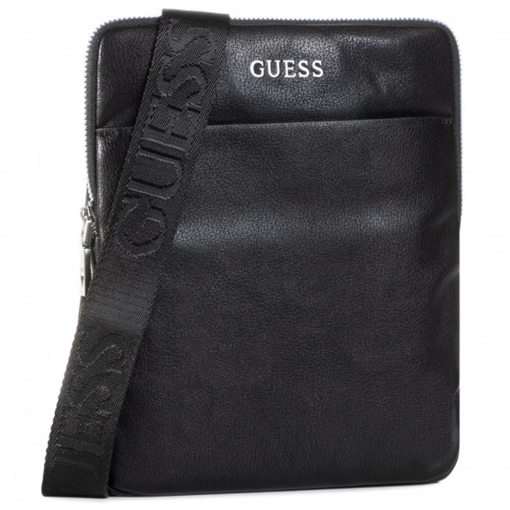 Guess, Scala, Top plat cu fermoar, Geantă textilă crossbody, Negru, Pentru bărbați - Olmarkt
