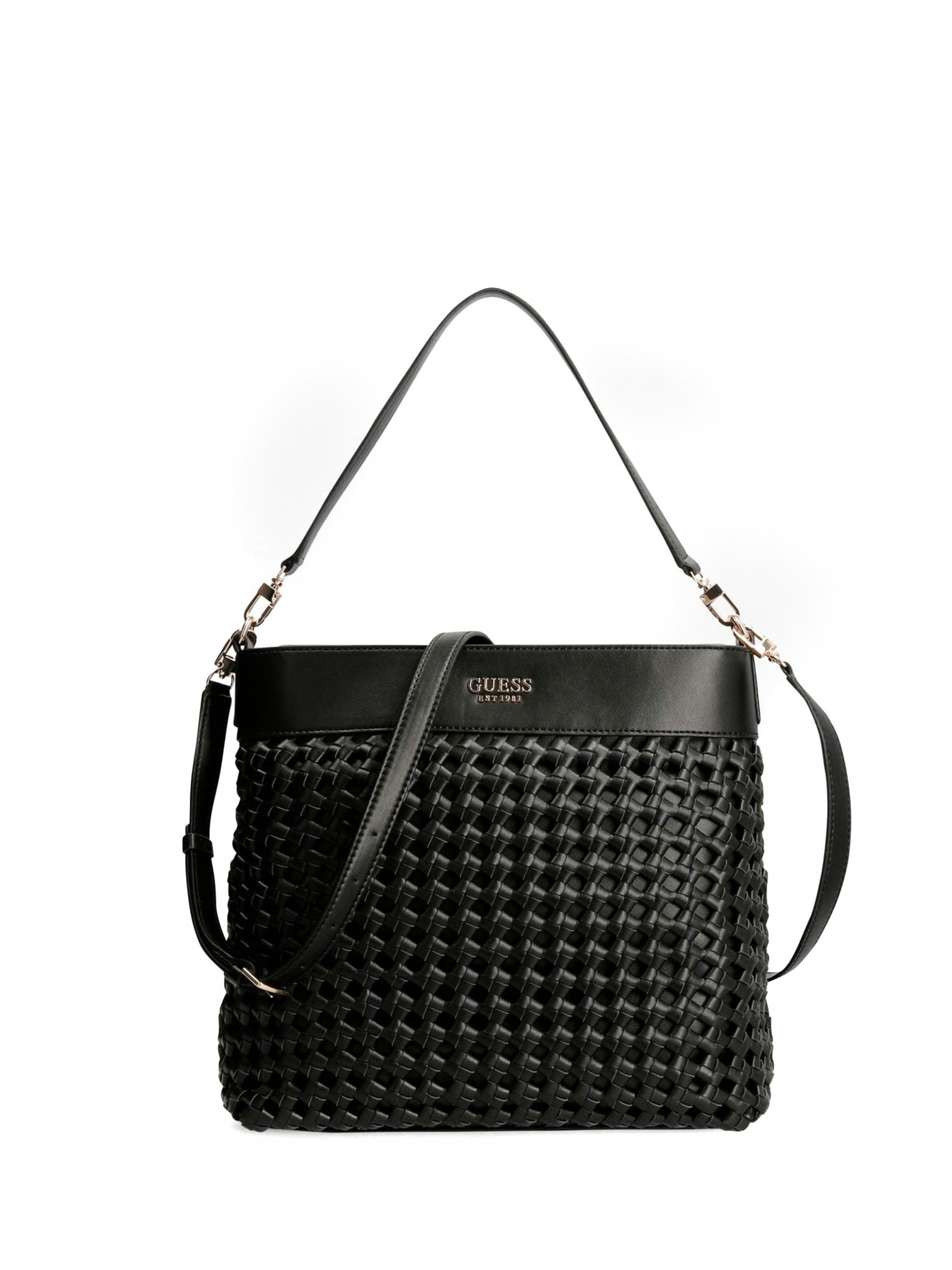 Guess, Sicilia, Fibră artificială, Geantă textilă, Negru, HWWG8490020BLA, Pentru femei, 29 x 9 x 24 - Olmarkt