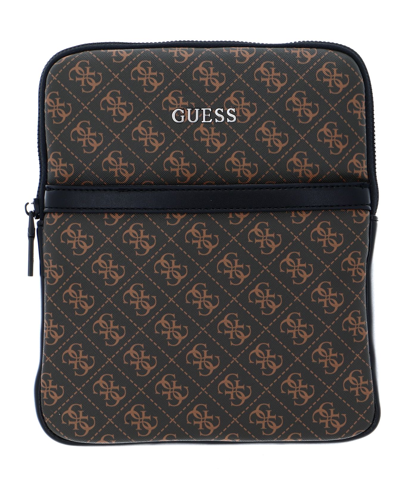 Guess, Vezzola, Top plat cu fermoar, Geantă textilă crossbody, Maro, Pentru bărbați - Olmarkt