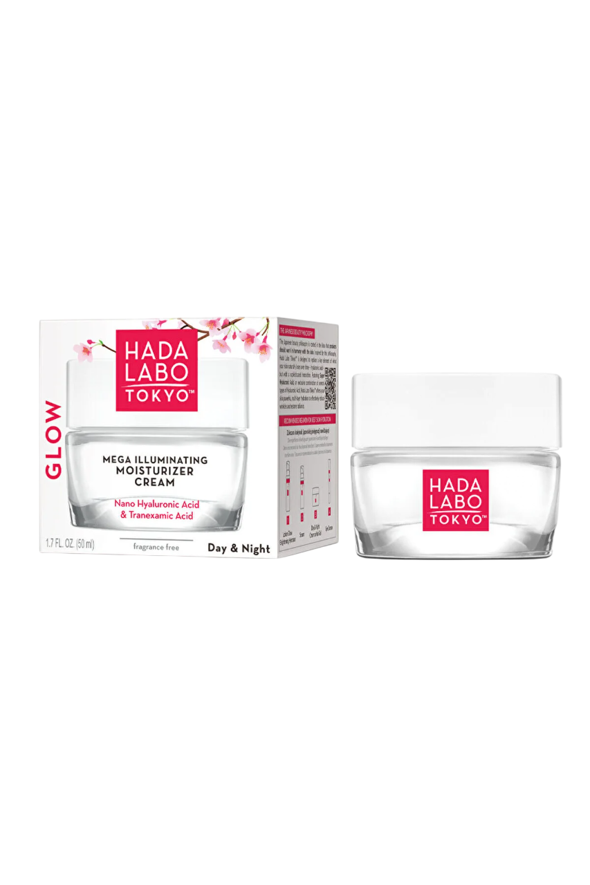 Hada Labo Tokyo, Glow, Acid hialuronic, Iluminator & Hidratant, Zi & Noapte, Cremă gel, Față, 50 ml