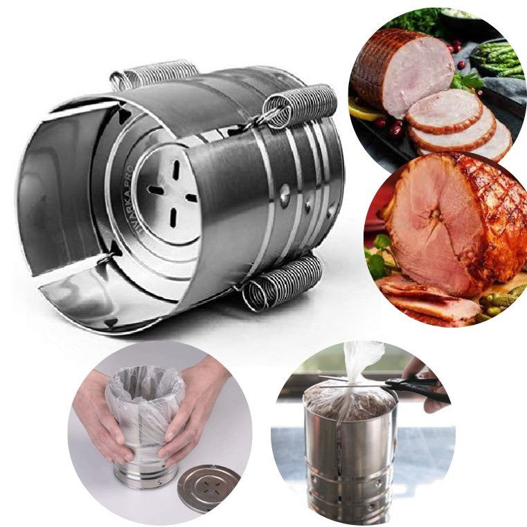 Presa din inox Flippy, pentru preparat sunca presata, cu capac, dimensiune reglabila in 3 trepte, 15 x 15 x 18 cm,