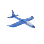Avion planor din polistiren in punga , lungime 47 cm , cu lumini pe cap, Albastru , Flippy