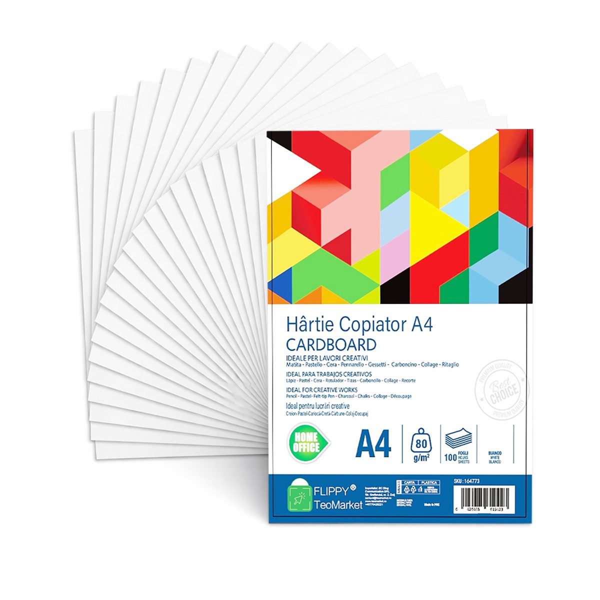 Hartie Copiator A4 Mutual Trust Cardboard, Flippy, 80 g/mp, 100 coli/top, 210 x 297 mm, Hartie Multifunctionala pentru