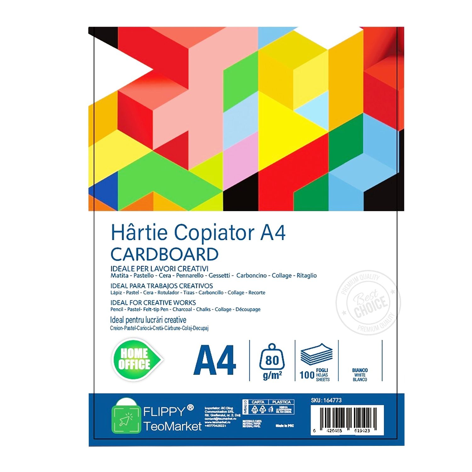 Hartie Copiator A4 Mutual Trust Cardboard, Flippy, 80 g/mp, 100 coli/top, 210 x 297 mm, Hartie Multifunctionala pentru