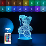 Lampa LED decorativa, Flippy, 3D, Urs cu palarie, cu telecomanda, doua moduri de alimentare USB si baterii, 20 cm