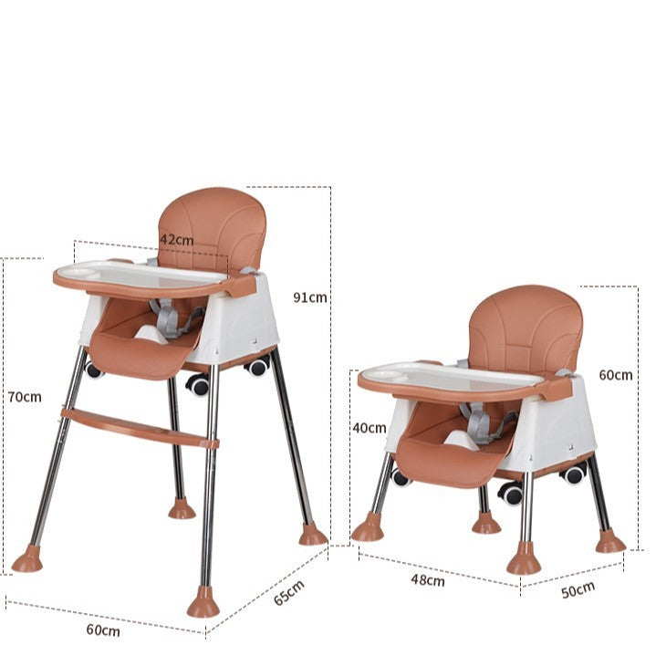 Scaun de Masa Pliabil 3in1, Flippy, Reglabil, Multifunctional, 3 Pozitii, Masuta si Husa Detasabile, Roti, Centura de