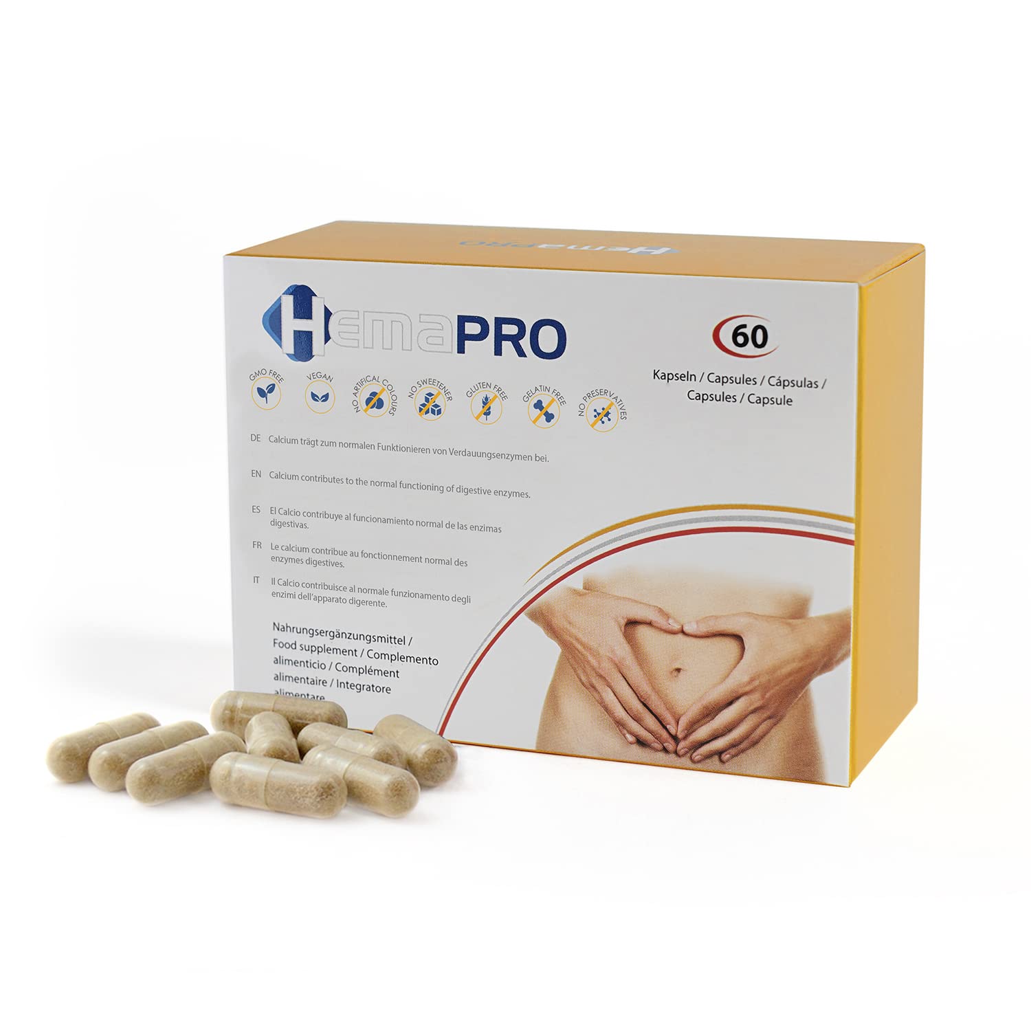 Hemapro, Hemapro, Calcium, Plantago Ovata, Wheat Germ Extract & L-arginine, Prevent Hemorrhoids, Capsule, 60 Capsules