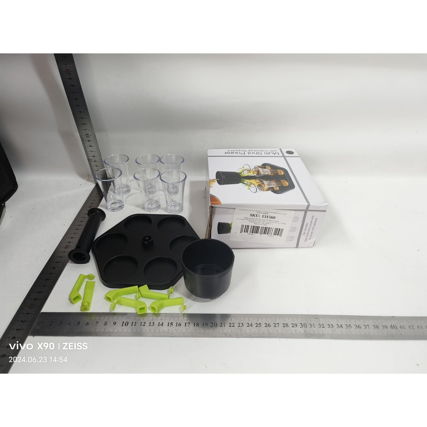 Dozator Hexagonal cu Suport pentru Shoturi, Flippy, 6 Pahare, Set Complet cu Ambalaj si Cutie, Dispenser, Divizor, Joc