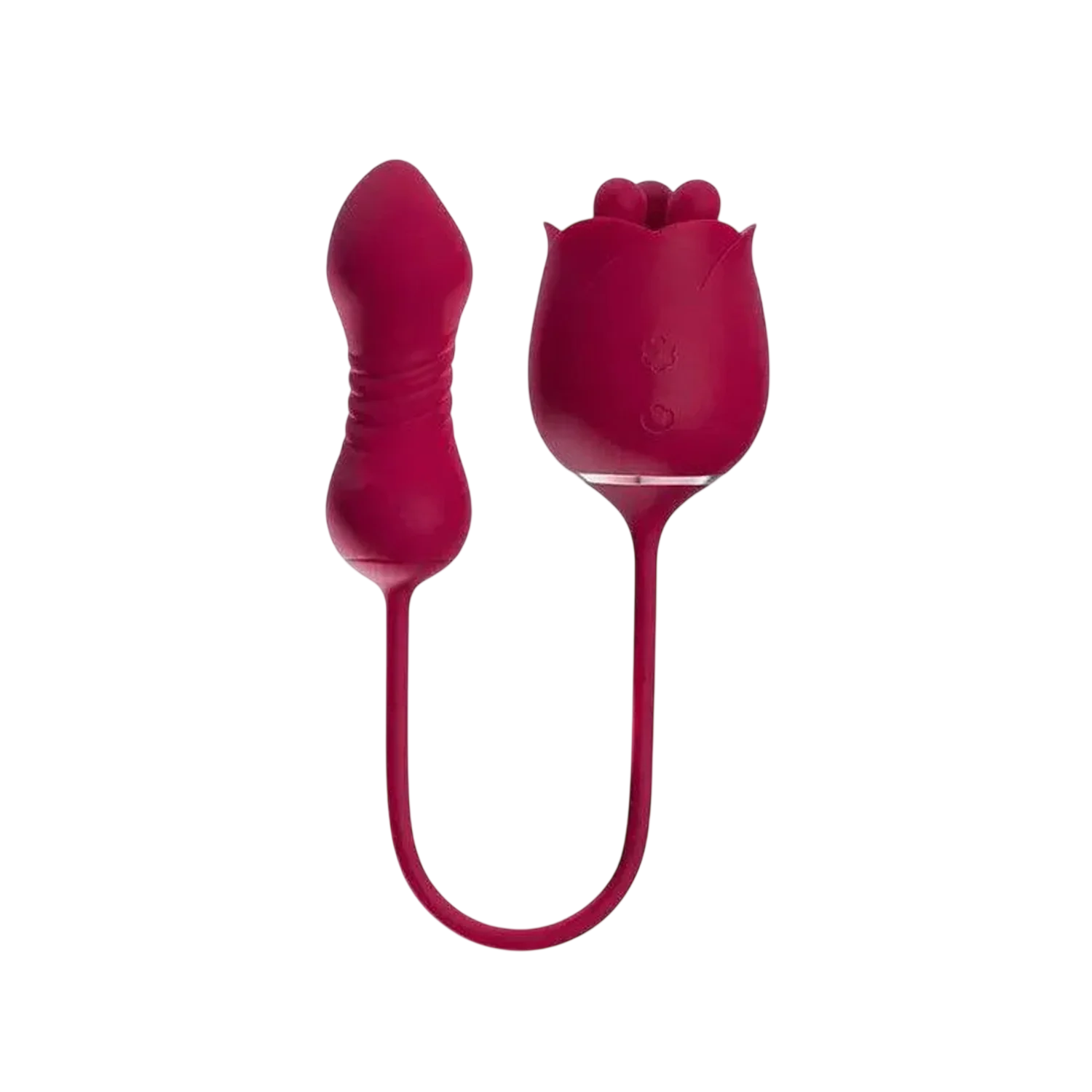 Honey Play Box, Rosa, Rotating Rose Toy & Thrusting Vibrator 2-In-1, 9 Thrusting Patterns & 9 Rotation Patterns Modes, Rose, USB Rechargeable, Silicone+ABS, 39.29 × 5.51 × 9.40 cm, Red
