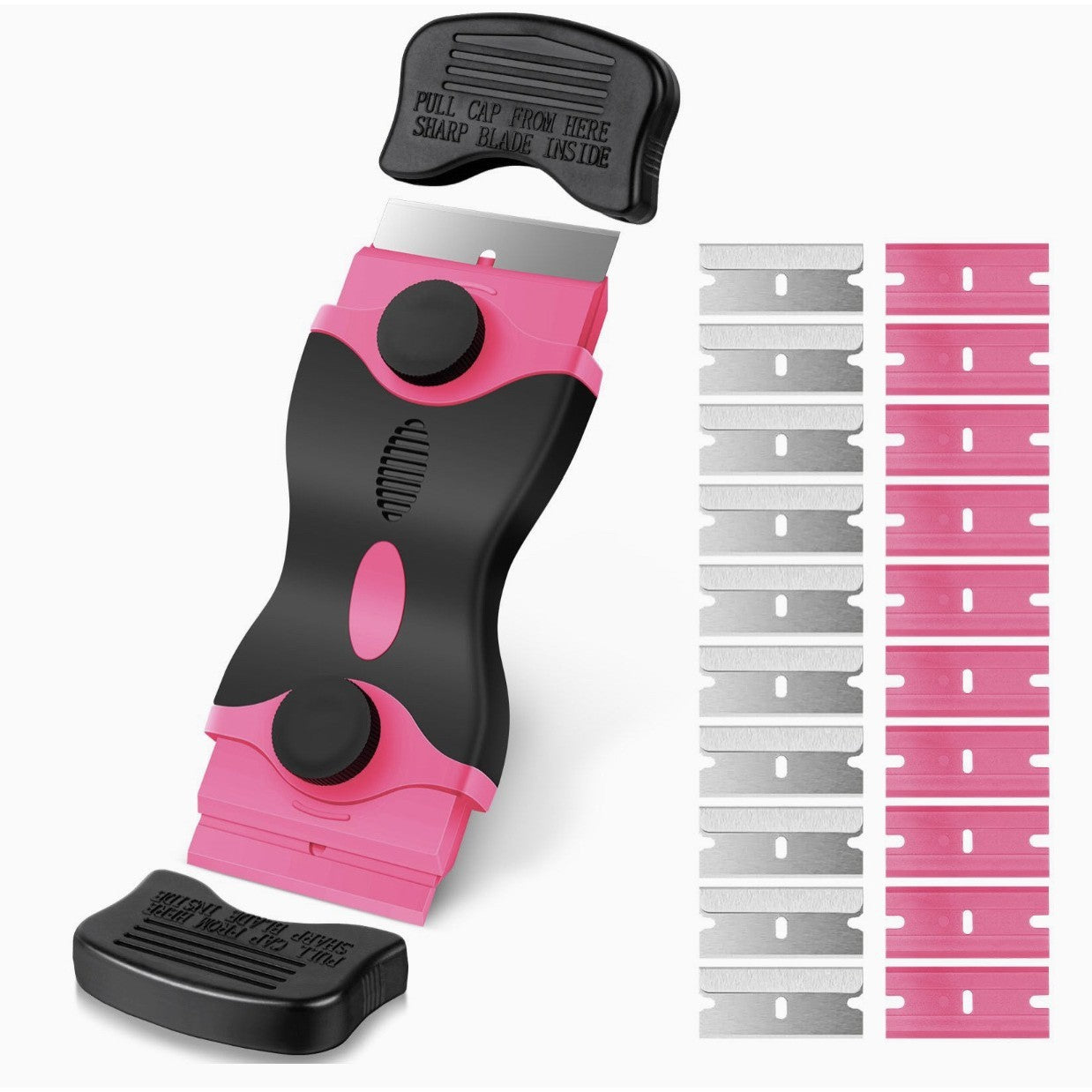 Racleta Multifunctionala pentru Curatare Sticla si Ceramica, Flippy, Design Ergonomic, Maner Anti-alunecare, Include 20
