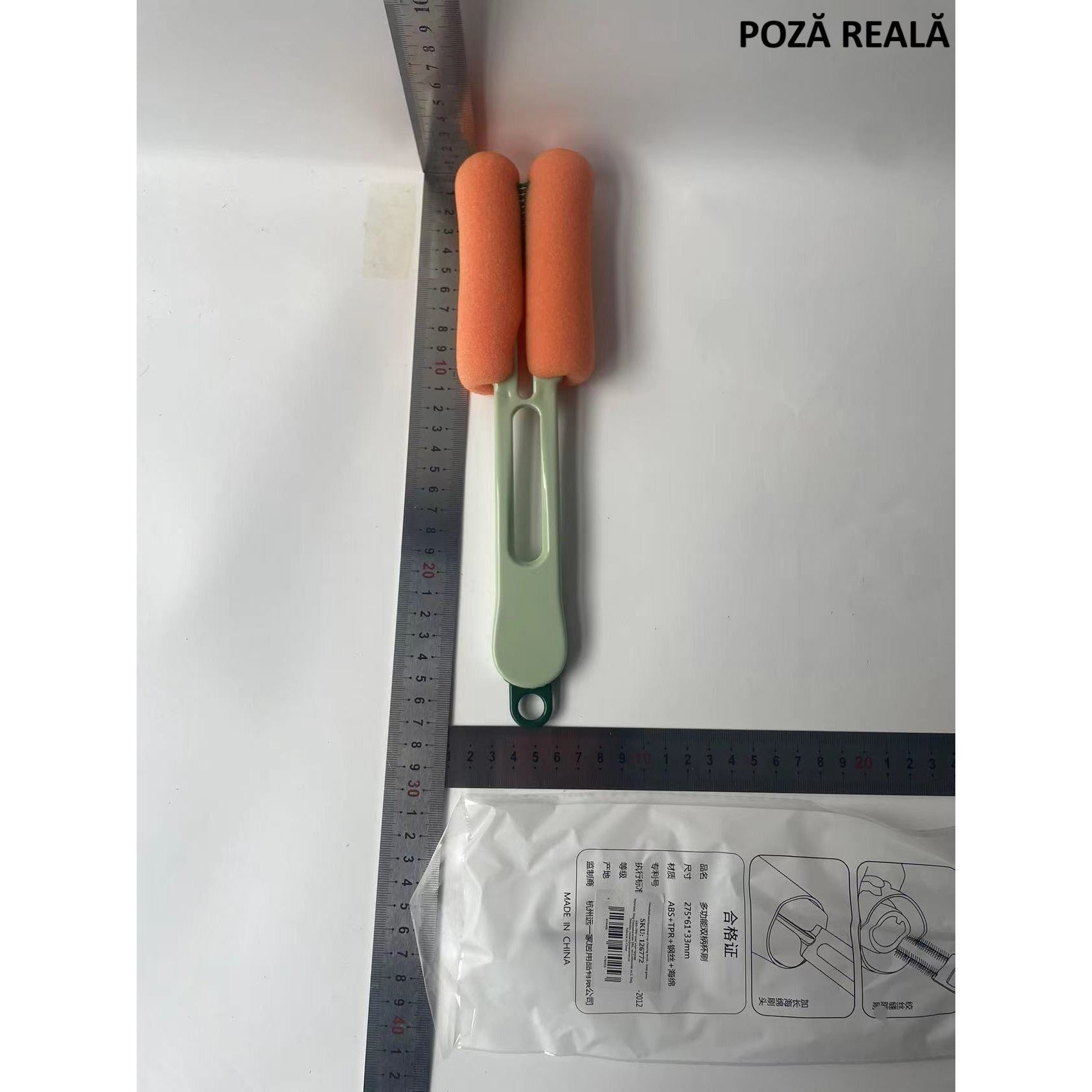 Perie de Curatat Pahare, Cani, Sticle, Flippy, cu Maner Lung si Burete, Accesorii pentru Spalarea Paielor si Capacelor,