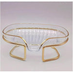 Savoniera cu Suport, Flippy, Sistem de Scurgere a Apei, Margine Aurie, 14 x 8.5 x 9 cm, din TPE, Transparent
