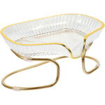 Savoniera cu Suport, Flippy, Sistem de Scurgere a Apei, Margine Aurie, 14 x 8.5 x 9 cm, din TPE, Transparent