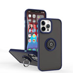 Husa Anti Fall Metal Bracket pentru Apple iPhone 13, Rezistenta la socuri, Margini colorate, Cu inel de prindere