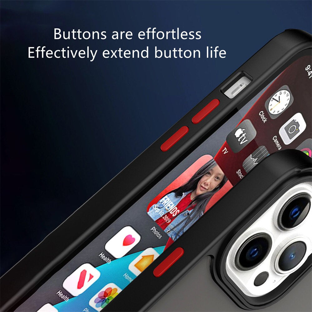 Husa Anti Fall Metal Bracket pentru Apple iPhone 14, Rezistenta la socuri, Margini colorate, Cu inel de prindere