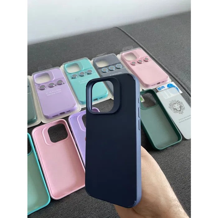 Husa Apple iPhone 14 Pro Max, Flippy, din Silicon Lichid, Interior din Microfibra, Lentile Fosforescente de Protectie