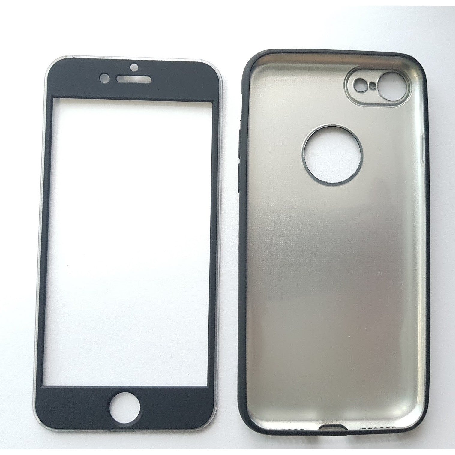 Husa Apple iPhone 8 Full Silicone 360 Negru + Folie de protectie