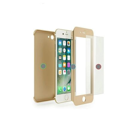 Husa Apple iPhone 8 Plus IPAKY Full Cover 360 Auriu + Folie Cadou