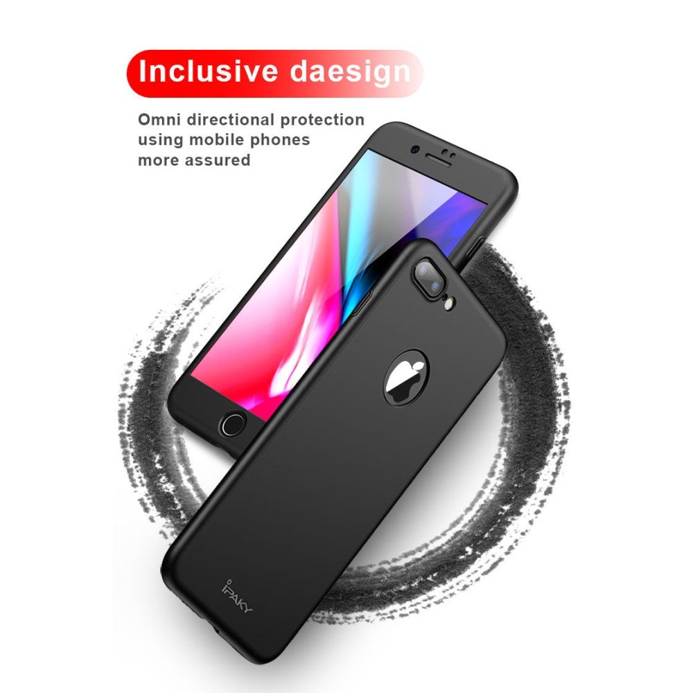 Husa Apple iPhone 8 Plus IPAKY Full Cover 360 Negru + Folie Cadou