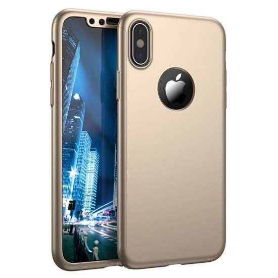 Husa de Protectie, Flippy, pentru Apple iPhone SE 2020, cu Acoperire Completa 360, Folie de Protectie, Plastic, Auriu