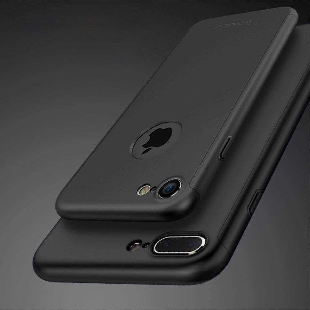 Set Husa si Folie de Protectie, Flippy, Compatibila cu Apple iPhone X, Full Cover 360°, Plastic + Sticla, Negru