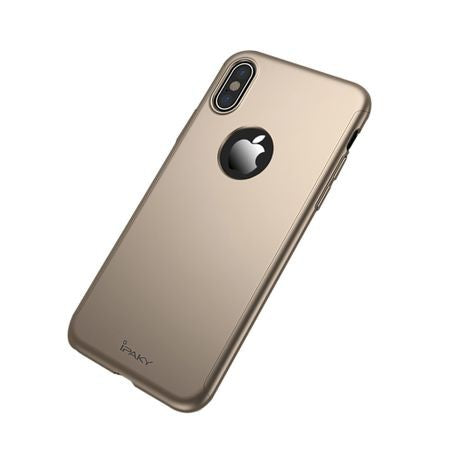 Husa Apple iPhone X IPAKY Full Cover 360 Auriu + Folie Cadou