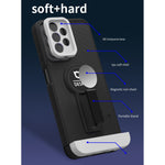 Husa Armor Design cu Stand pentru Apple iPhone 14 (6.1) Negru/Alb, Suport Auto Magnetic, Protectie Antisoc, Flippy