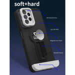 Husa Armor Design cu Stand pentru iPhone 11 Pro Max, Negru/Alb, Suport Auto Magnetic, Wireless Charge, Protectie