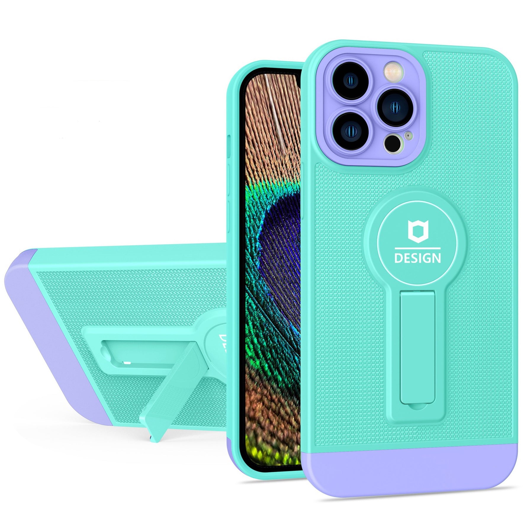 Husa Armor Design cu Stand pentru iPhone 12 Pro Max, Blue/Mov, Suport Auto Magnetic, Wireless Charge, Protectie
