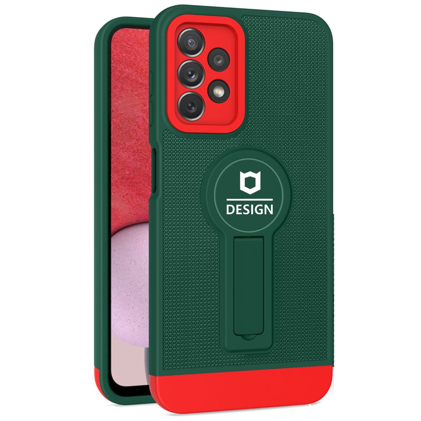 Husa Armor Design cu Stand pentru iPhone 12 Pro Max, Verde/Rosu, Suport Auto Magnetic, Wireless Charge, Protectie