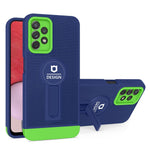Husa Armor Design cu Stand pentru Samsung A13 4G, Albastru/Verde, Suport Auto Magnetic, Wireless Charge, Protectie
