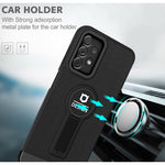 Husa Armor Design cu Stand pentru Samsung Galaxy A03, Negru, Suport Auto Magnetic, Wireless Charge, Protectie Antisoc,