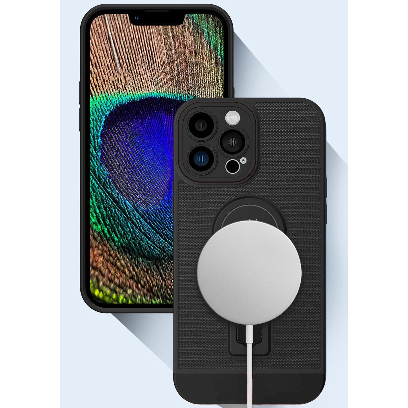 Husa Armor Design cu Stand pentru Samsung Galaxy A03, Negru, Suport Auto Magnetic, Wireless Charge, Protectie Antisoc,