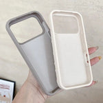 Husa cu Ventuze, Flippy, Compatibila iPhone 17 Pro, din Silicon, Interior Microfibra, Crem