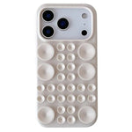 Husa cu Ventuze, Flippy, Compatibila iPhone 17 Pro, din Silicon, Interior Microfibra, Crem