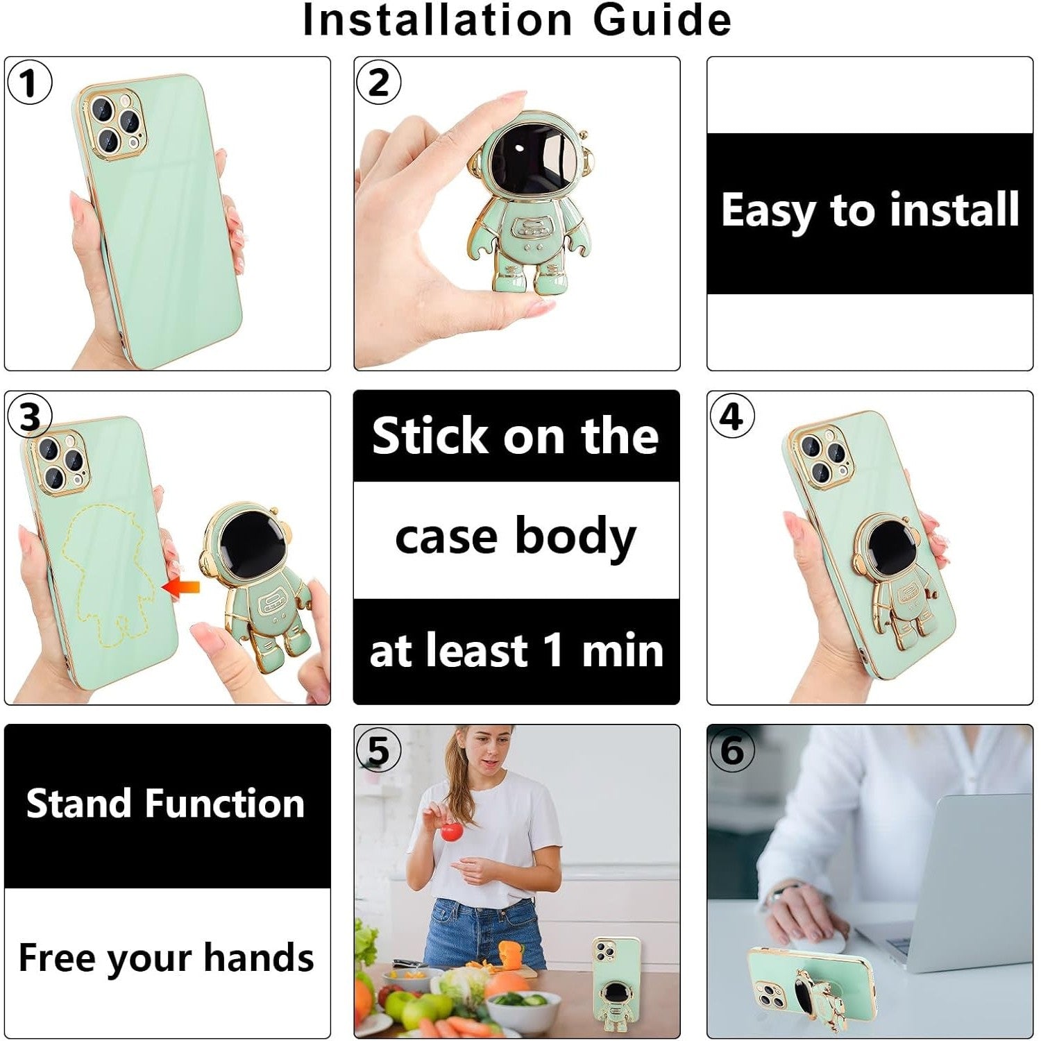 Husa de Protectie TPU 2in1, Flippy, pentru Apple iPhone 15 Pro, Astronaut cu Suport, Antisoc, Rezistenta la Impact,